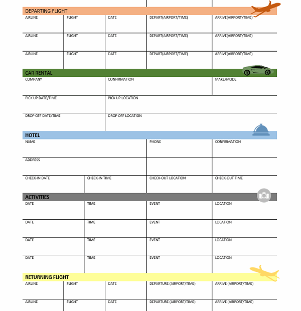 Travel Itinerary Template Excel Free Infoupdate