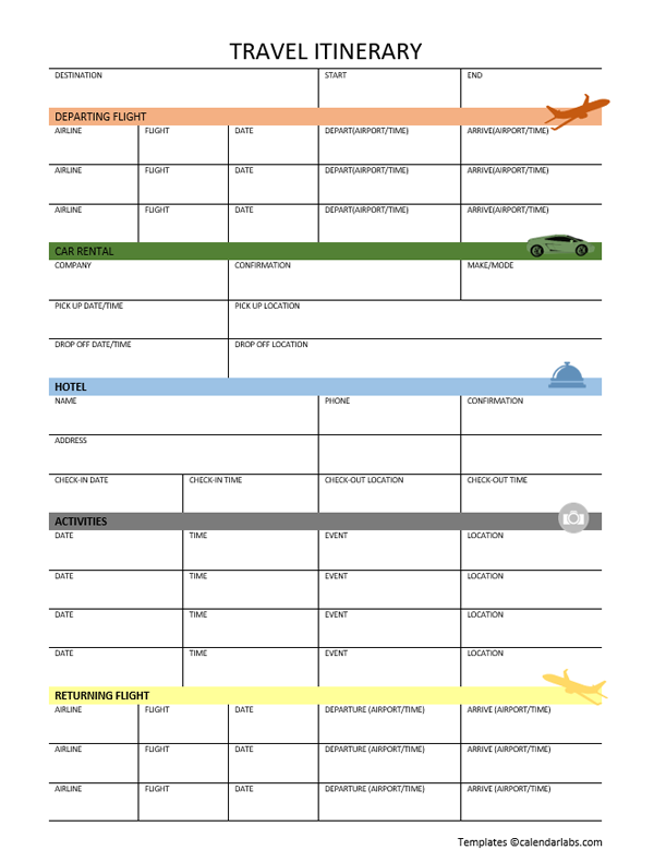 Travel Itinerary Template Excel Free Infoupdate