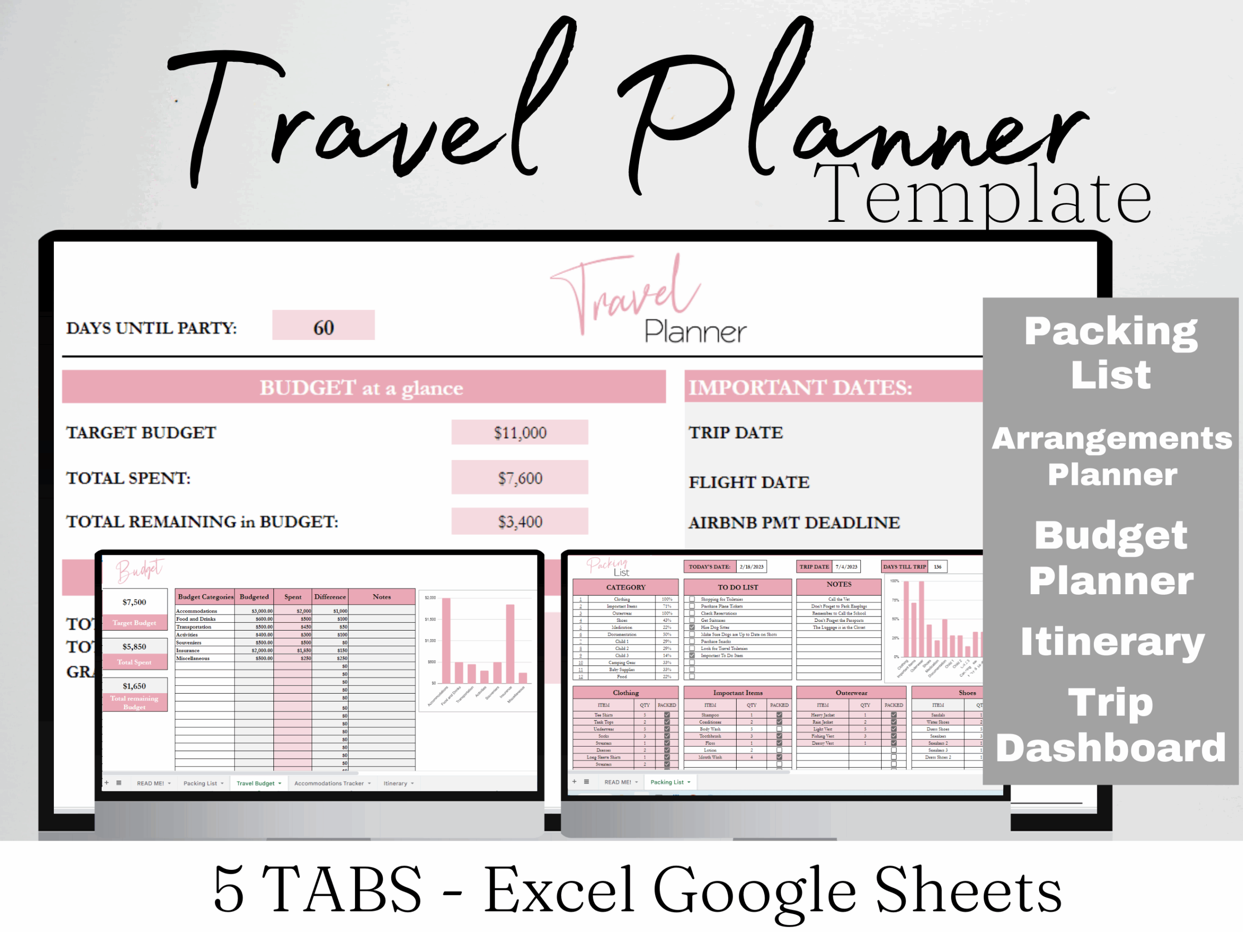 Travel Planner Template Google Sheets Excel Spreadsheet Travel 