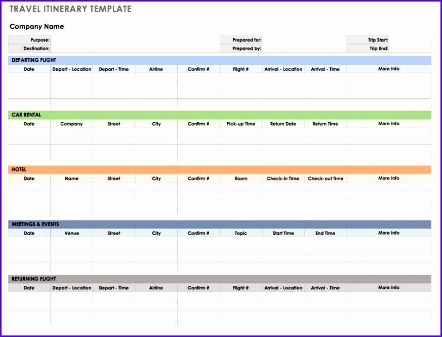 Trip Planner Excel Template