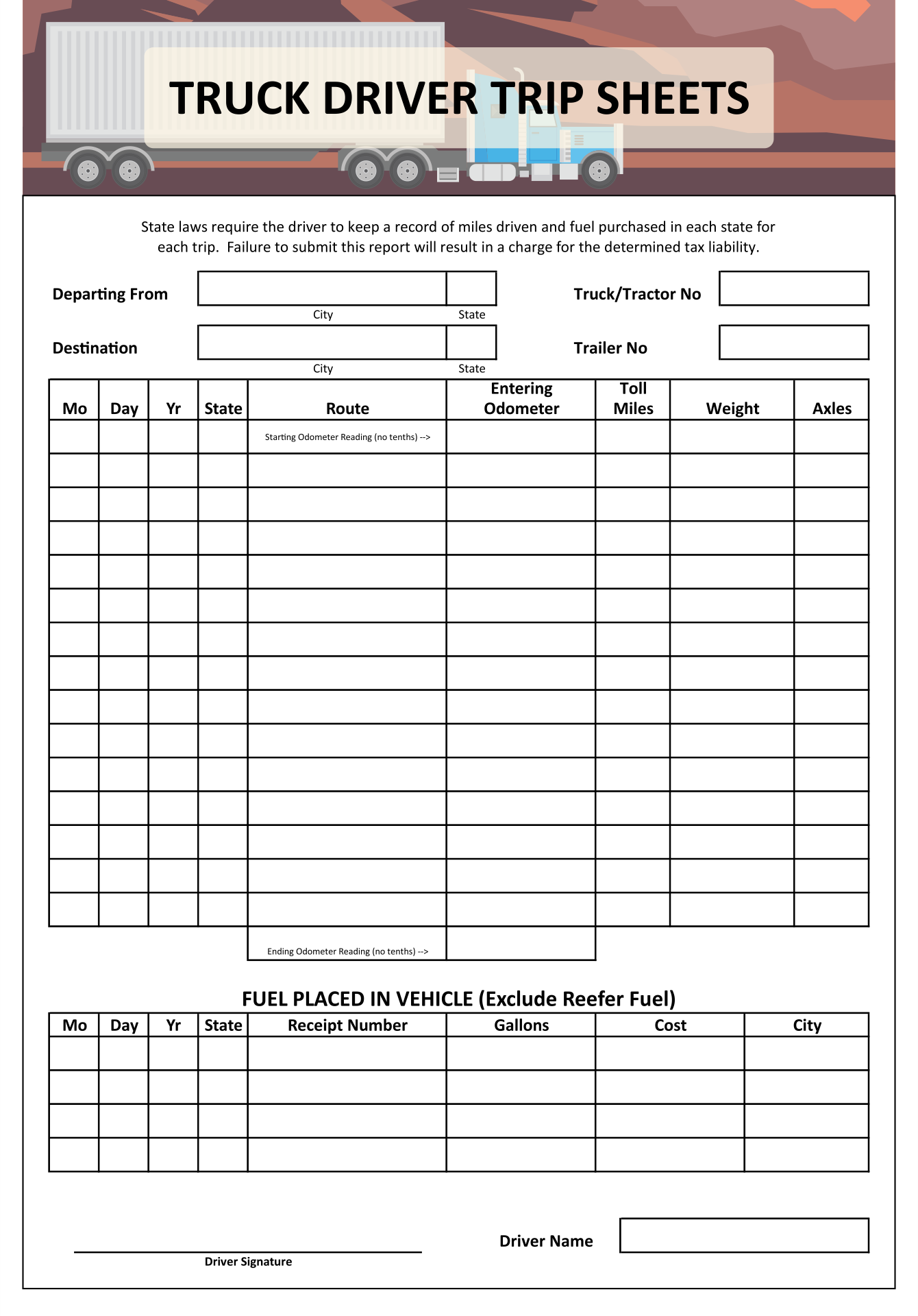 Trip Sheets 10 Free PDF Printables Printablee