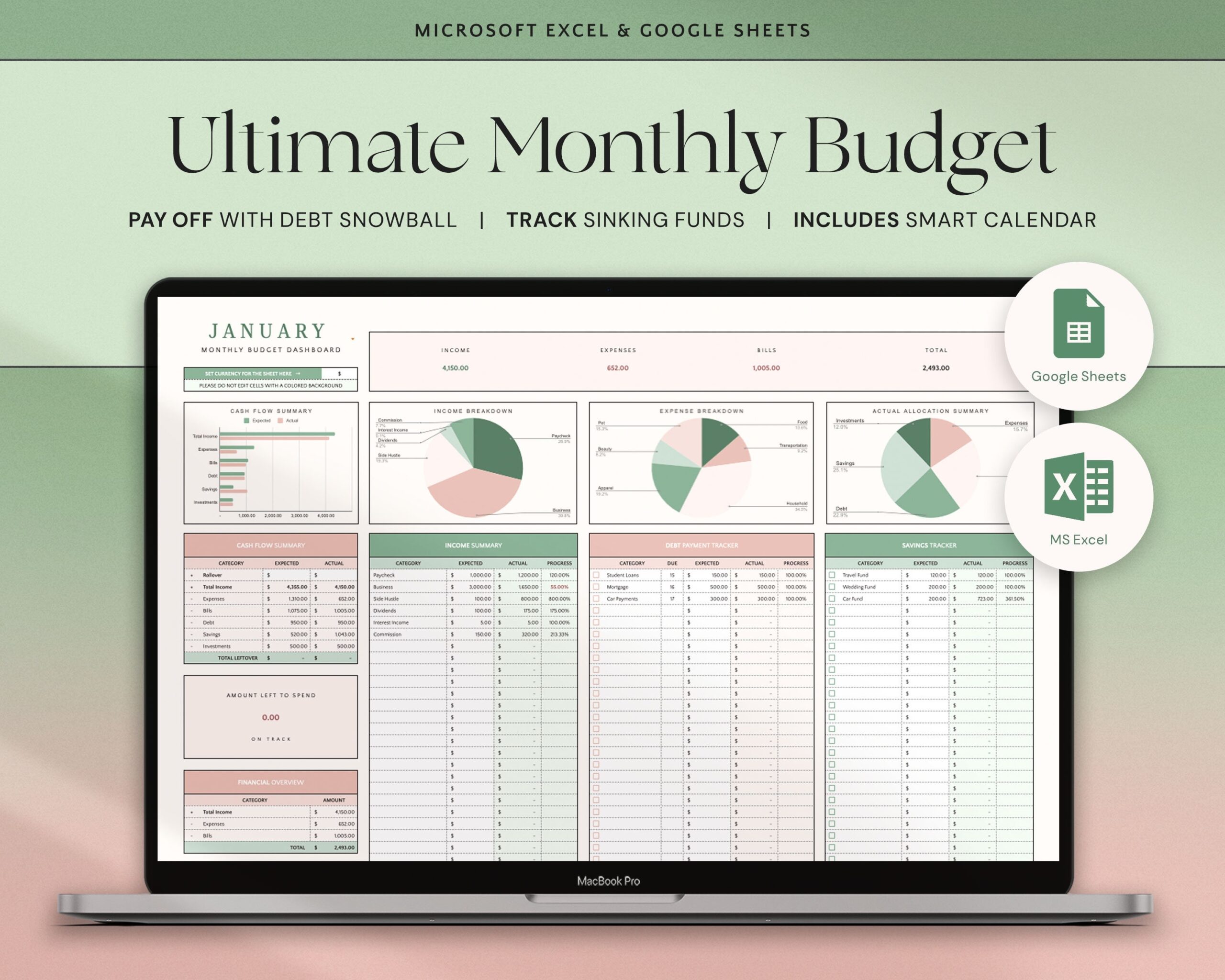 Ultimate Monthly Budget Spreadsheet Excel Budget Template Google Sheets 