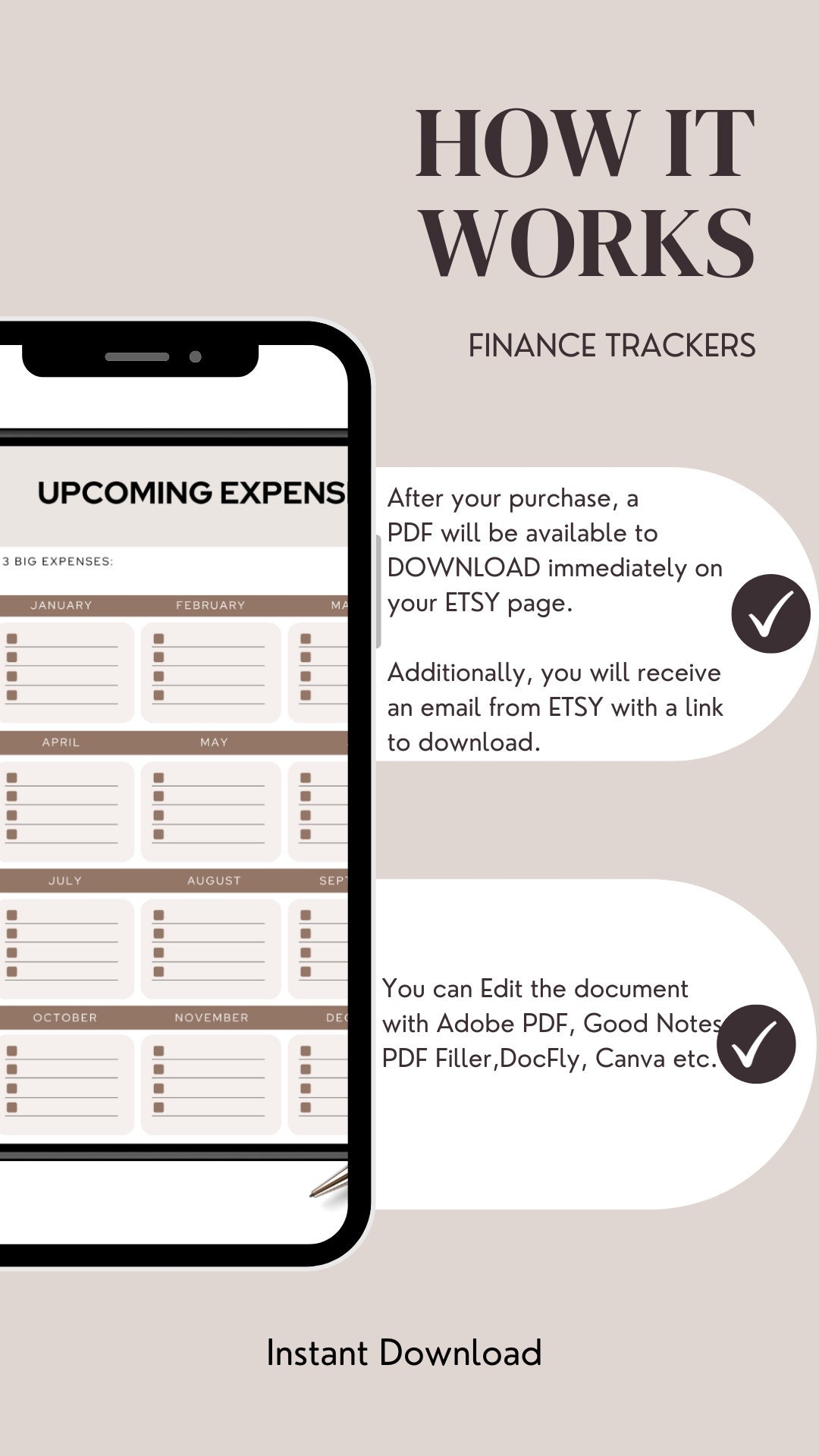 Upcoming Expense Tracker Etsy