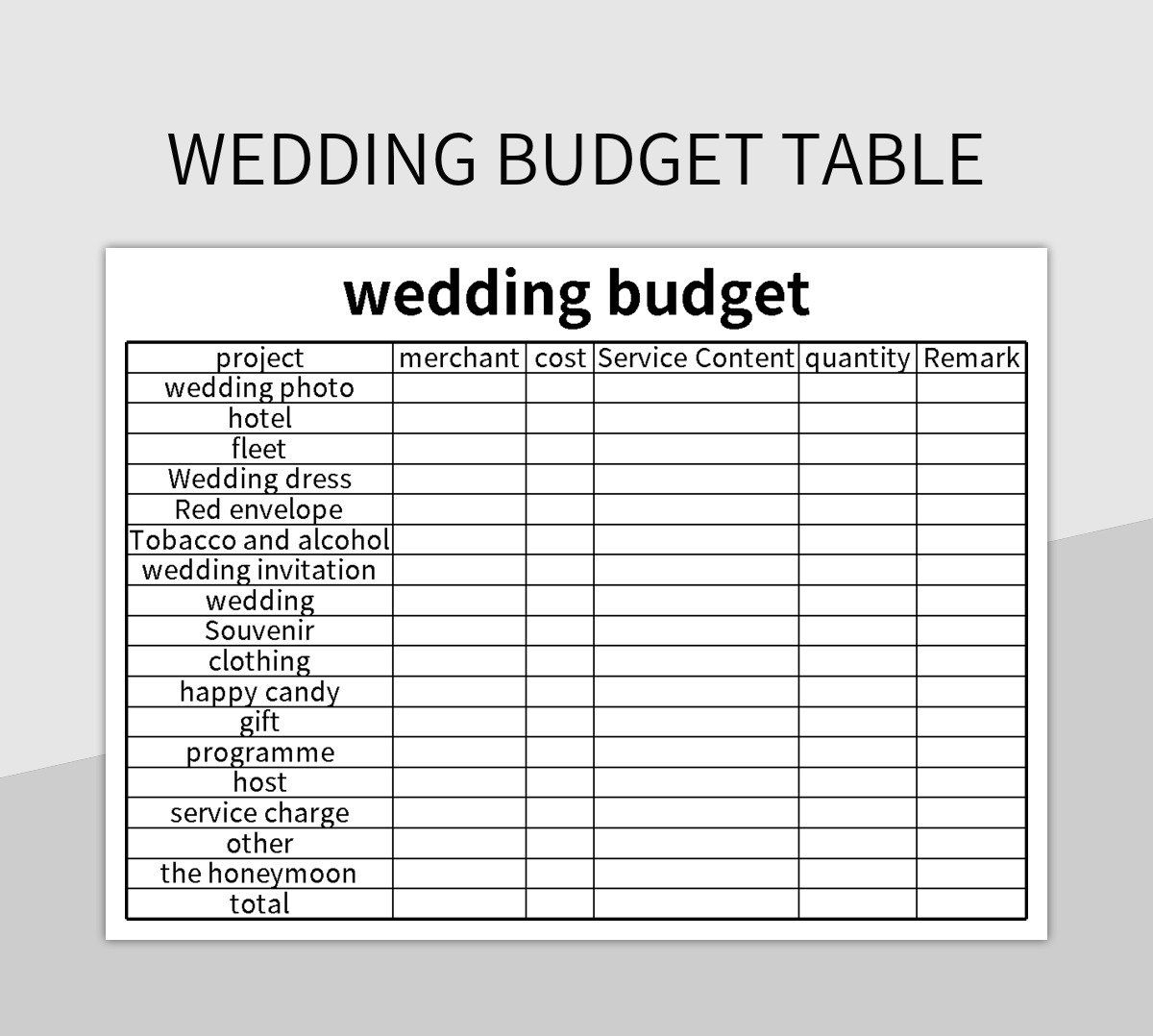 Wedding Budget Excel Template