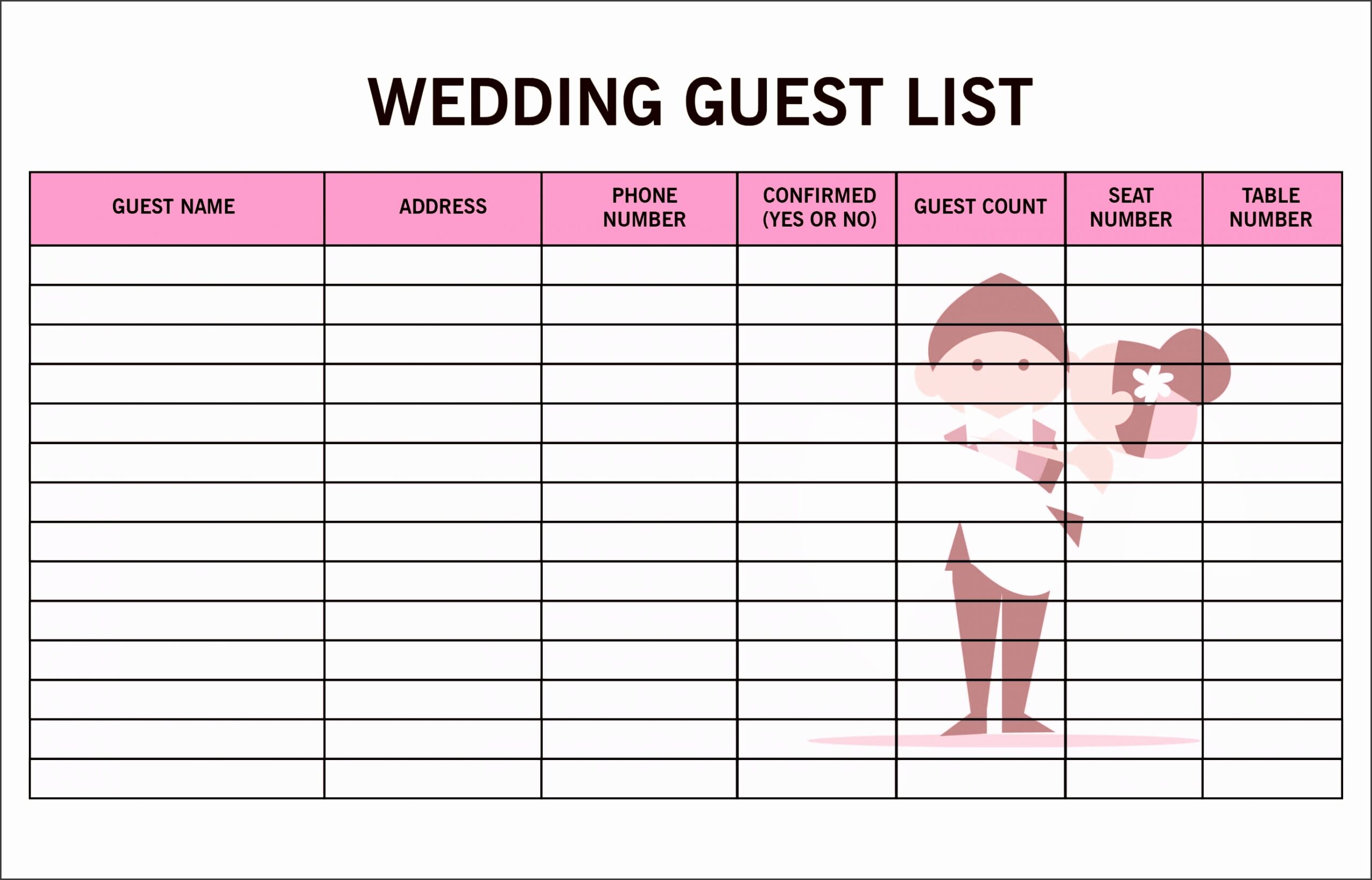 Wedding Guest List Excel Template Wedding Blog
