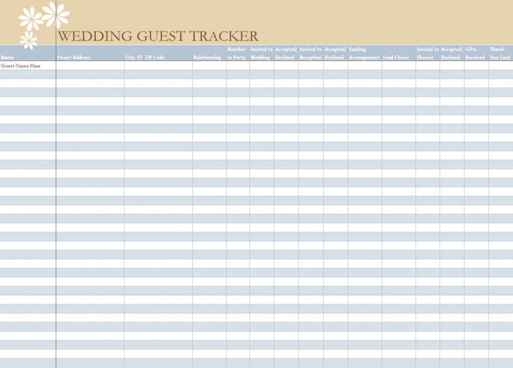 Wedding Guest List Excel Template