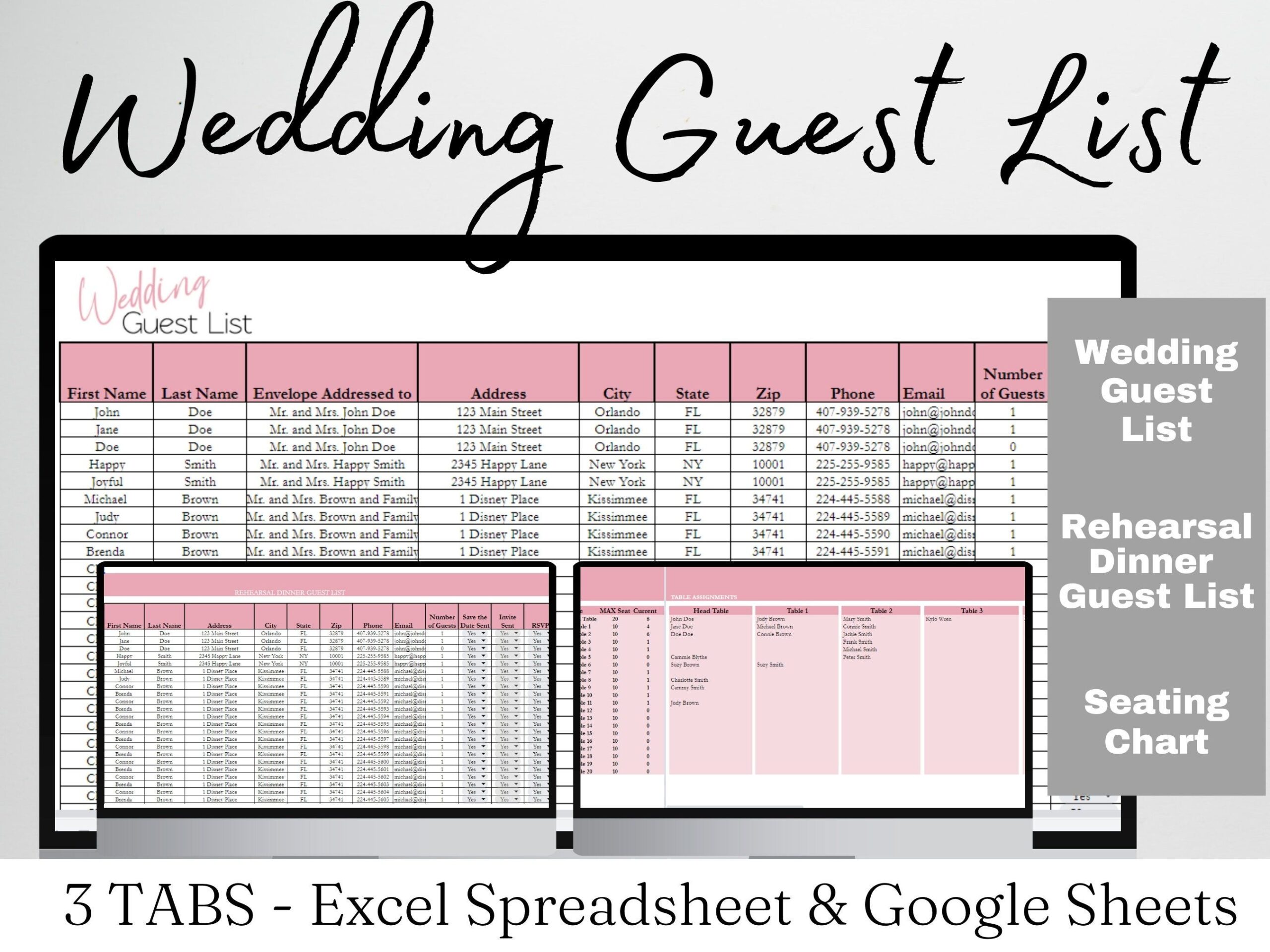 Wedding Guest List Template Wedding Guest List Google Sheets Wedding 