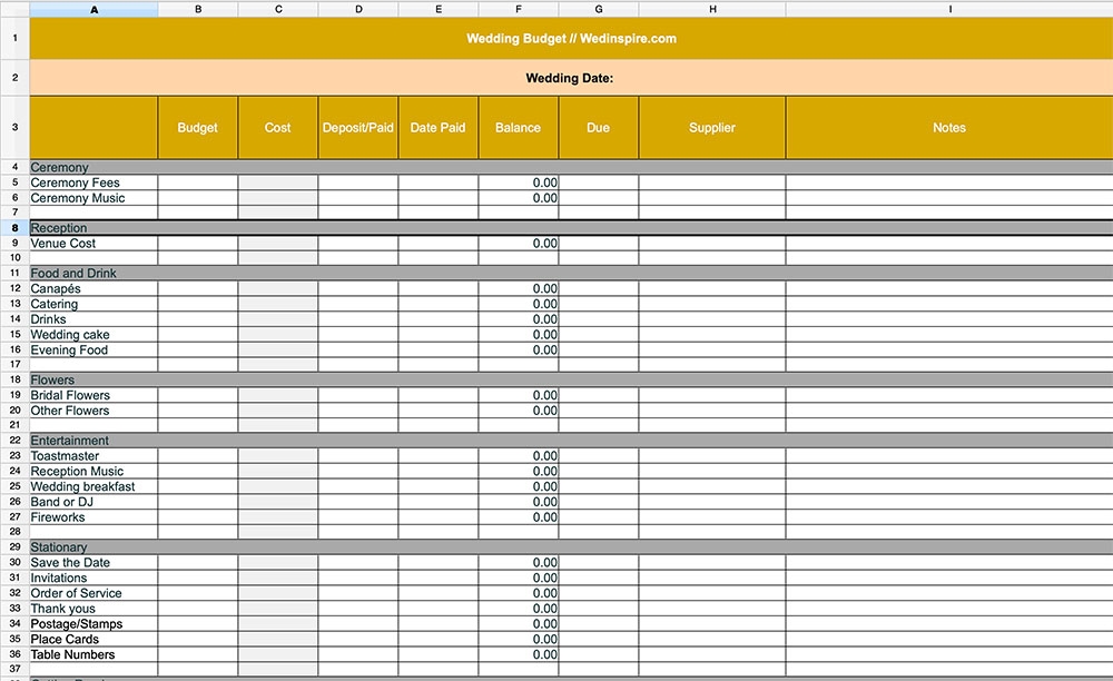 Wedding Planner Excel Template