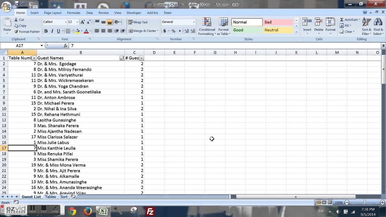 Wedding Seating Chart Template Excel Database