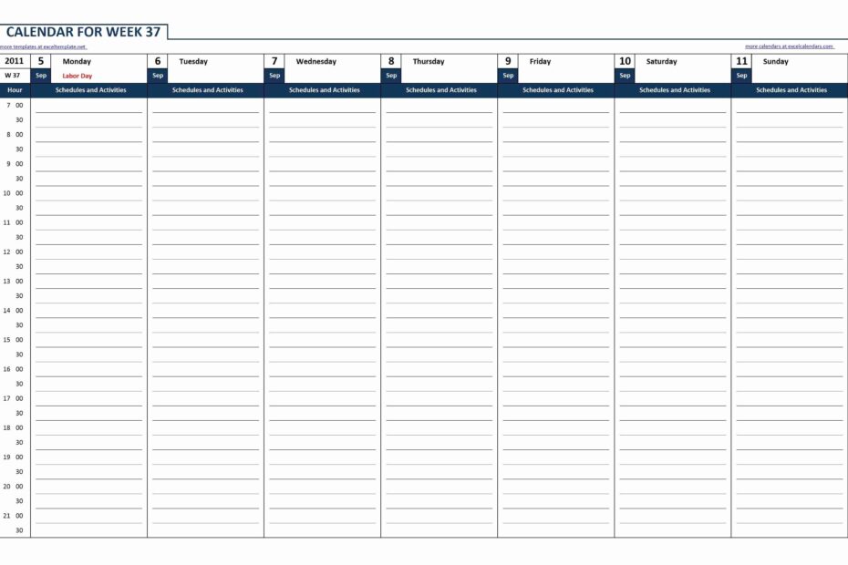 Week Schedule Template Excel