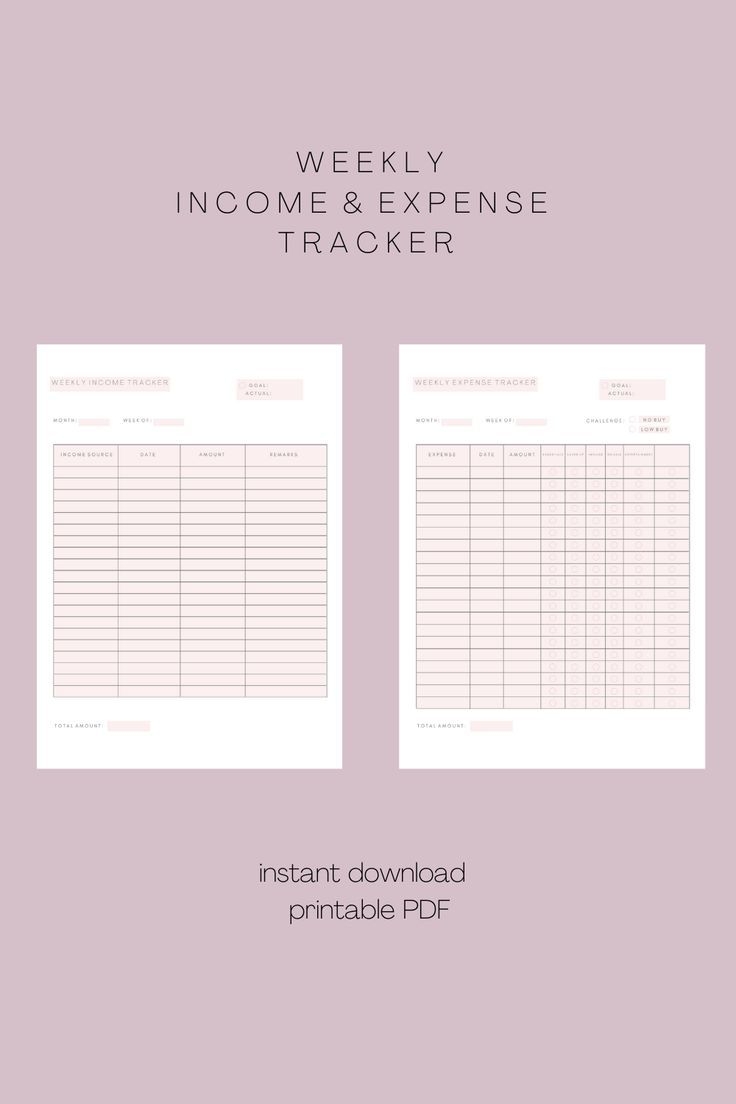 Weekly Expenses Tracker Planner Printable Free Trifopt