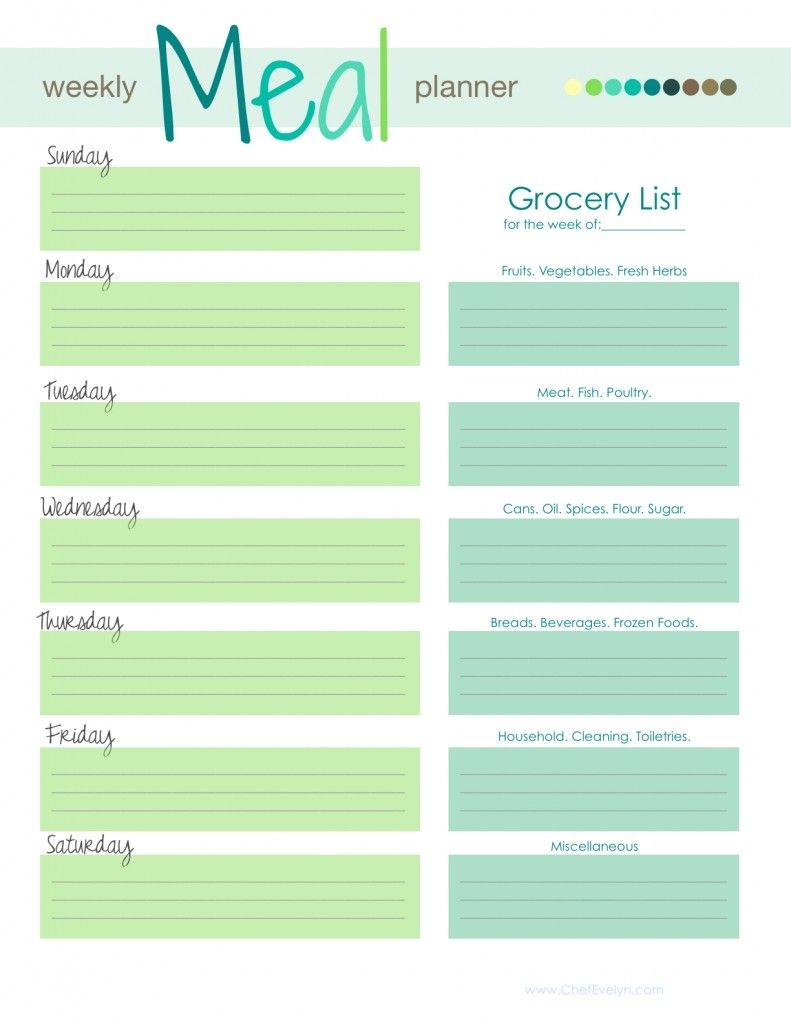 Weekly Meal Planner Template Excel Social Media Template