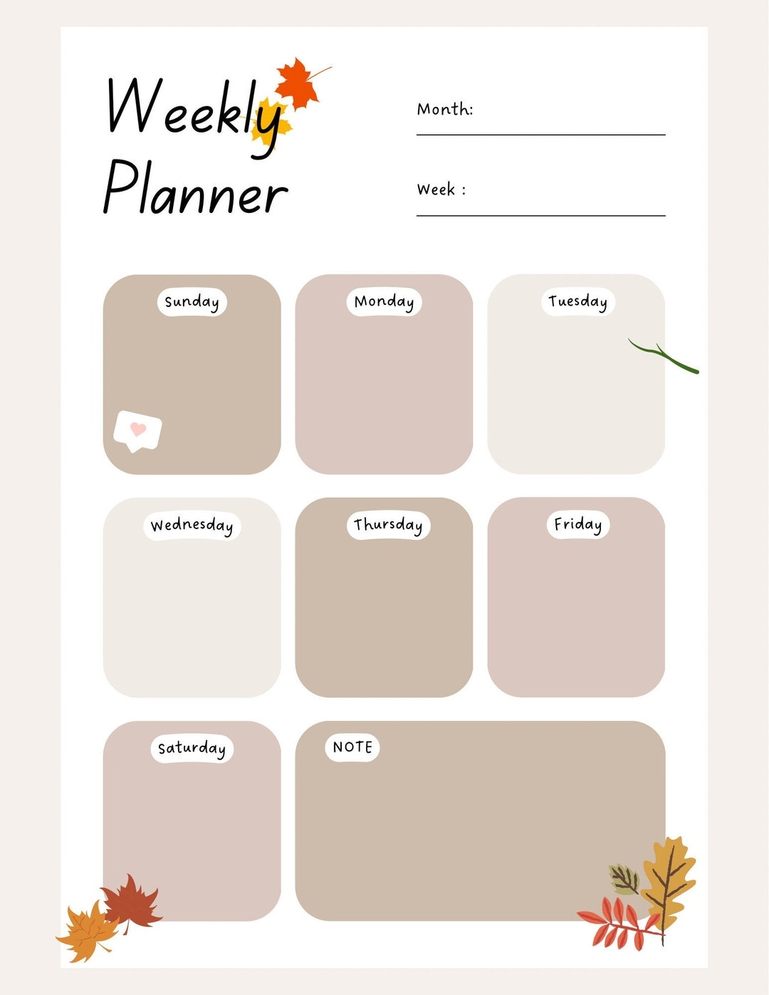 Weekly Planner Etsy
