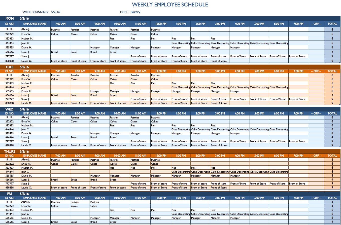 Weekly Schedule Template Excel Task List Templates