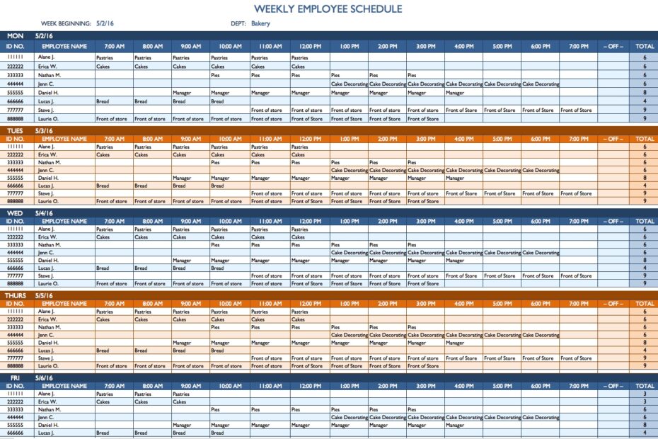 Weekly Schedule Template Excel Task List Templates