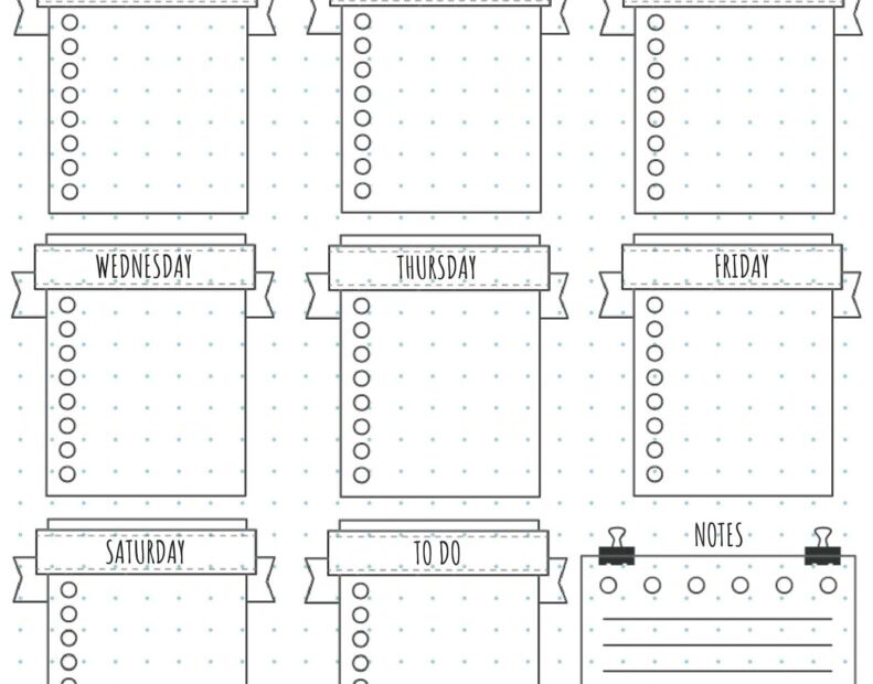 Weekly Tracker Bullet Journal Printable Printable Bullet Journal