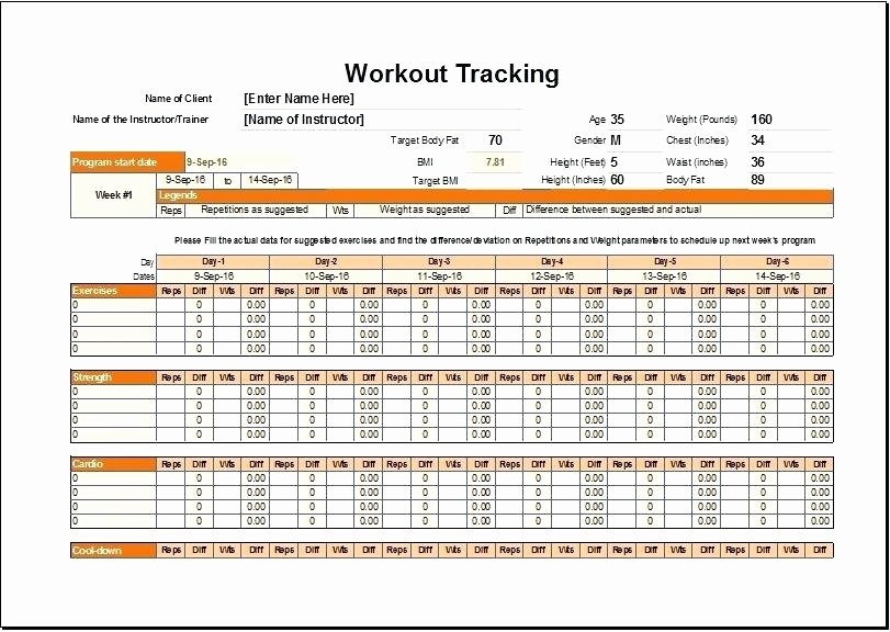 Workout Log Template Excel Shooters Journal
