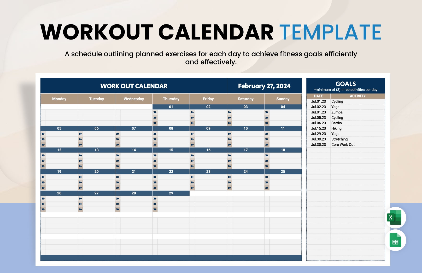 Workout Templates In Excel FREE Download Template