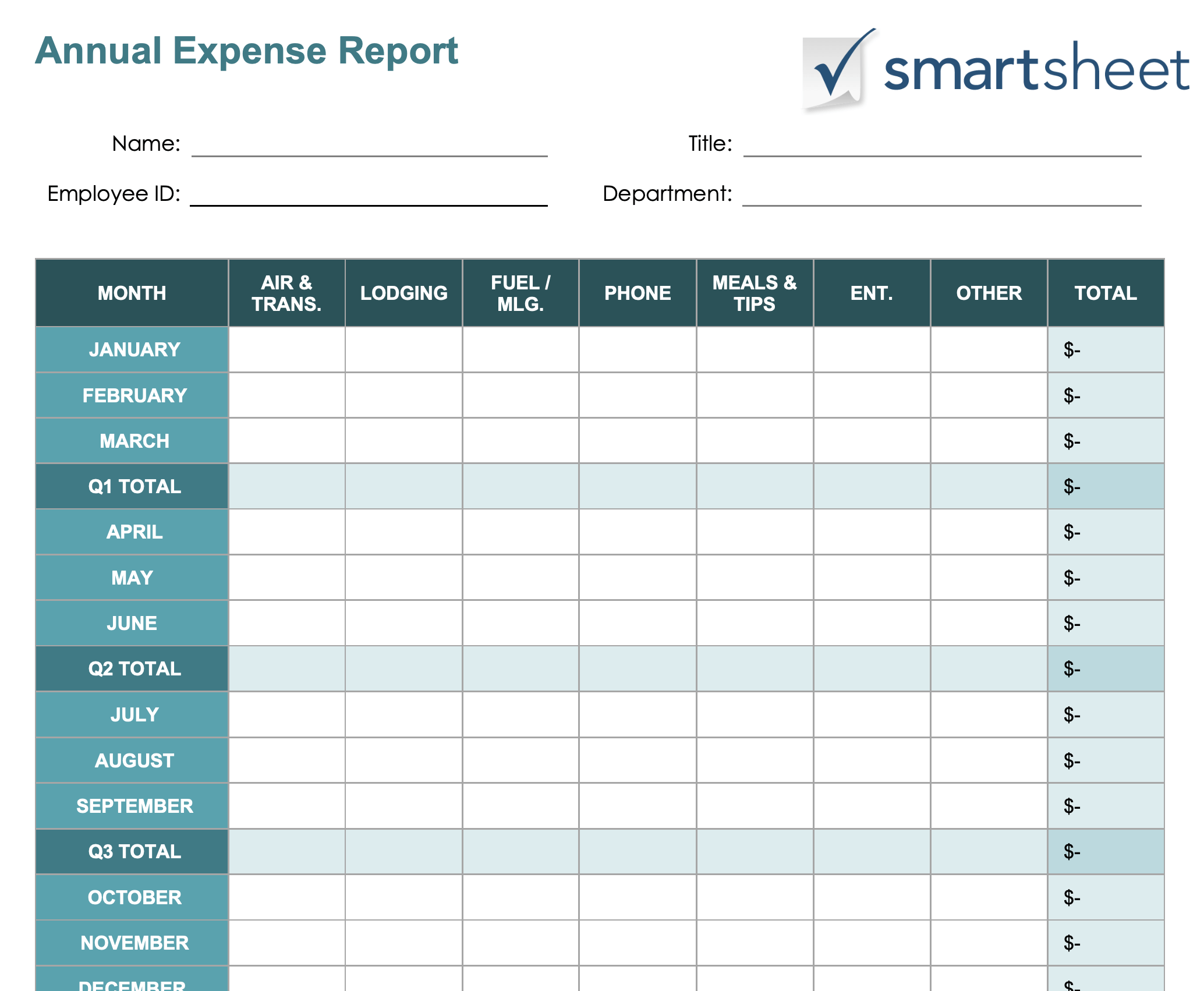 Yearly Expense Report Template ExcelTemplate